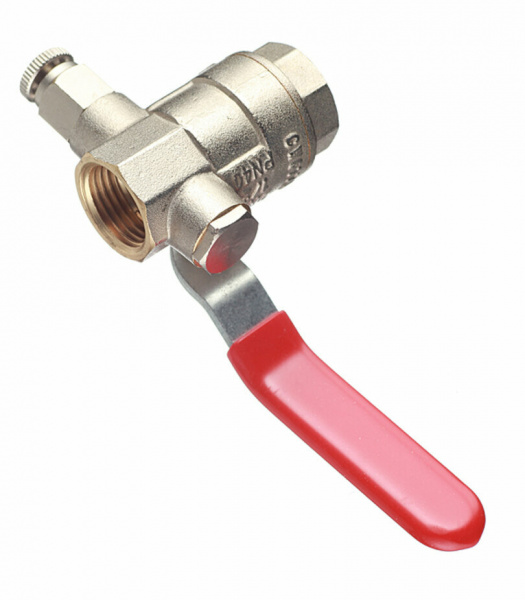 Кран шаровый Valtec 1/2 вн-вн с дренажем и воздухоотводчиком