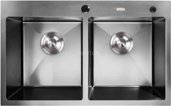 Мойка 780 профессиональная сатин с корзиной и дозатором 3мм две чаши