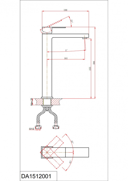 Смеситель раковины матовое золото D&K  DА1512007