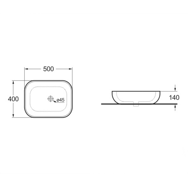 Раковина 500 серая матовая накладная VBS101MG