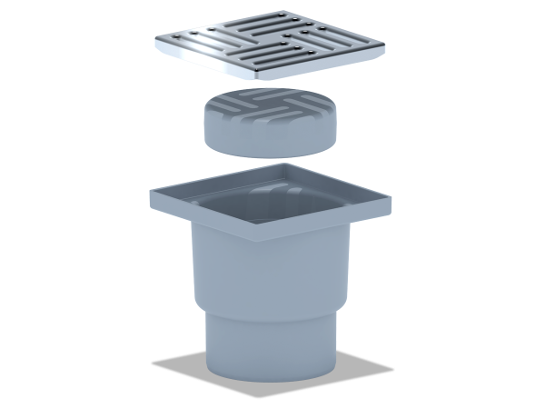 Трап D110 вертикальный 150*150 решетка нержавеющая сталь