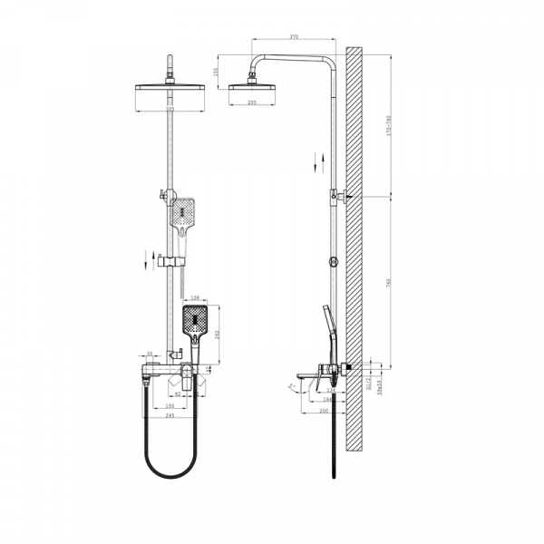 Душевой гарнитур графит Osgard  52020