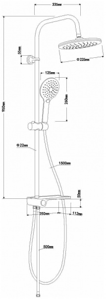 Стойка душевая белая Osgard 10090