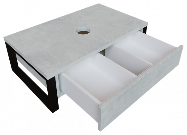 Тумба 70 см без раковины grunge светлый бетон подвесная