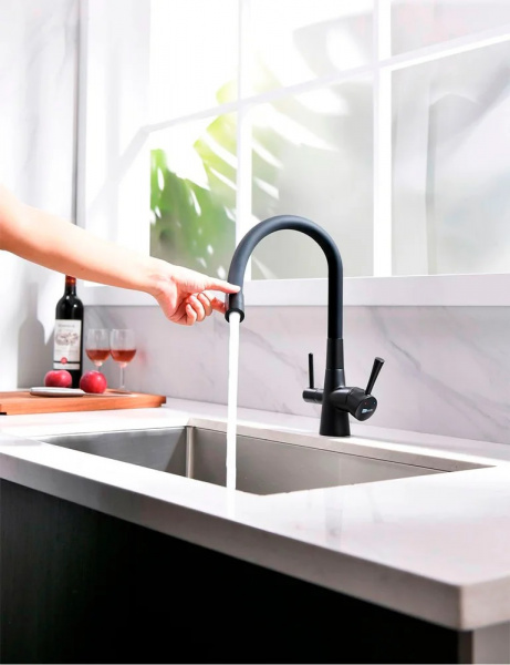 Смеситель кухни с фильтром черный Lemark LM3075BL