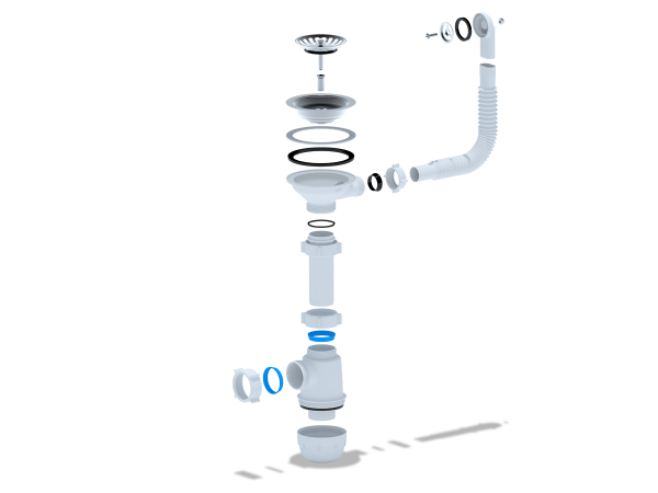Сифон для кухни 3,5 с круглым переливом без гофры А5007/А0142S
