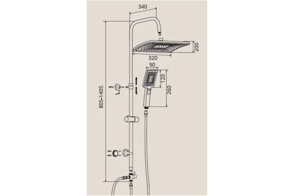 Стойка душевая сатин Osgard 10040