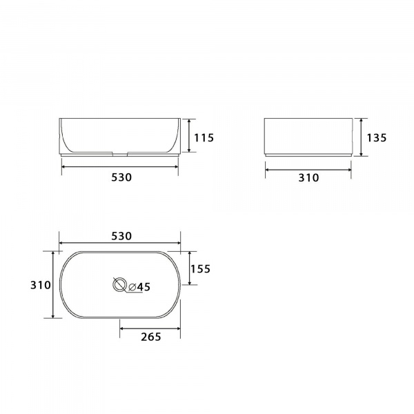 Раковина 530 накладная Point белая PN43061