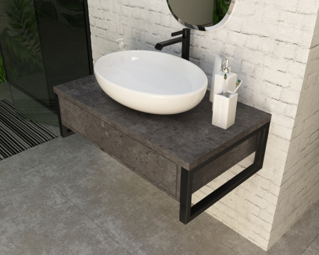 Тумба 100 см без раковины grunge графит подвесная