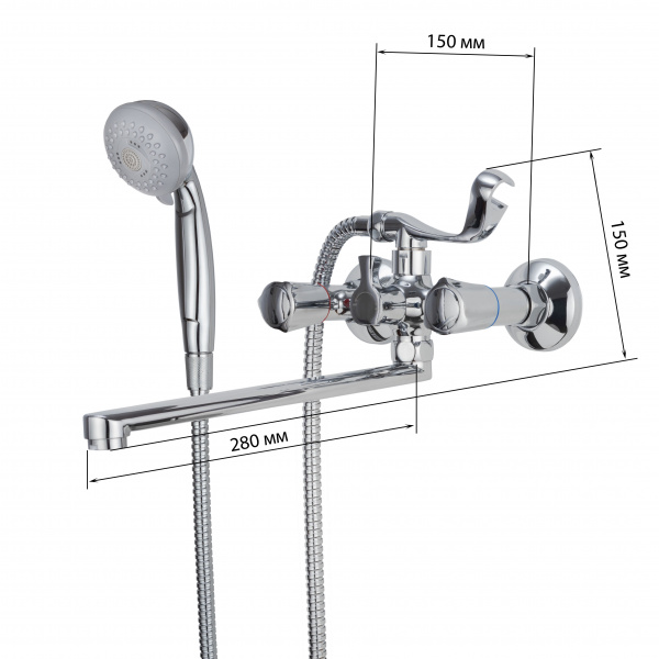 Смеситель ванны хром Classic  2589LL