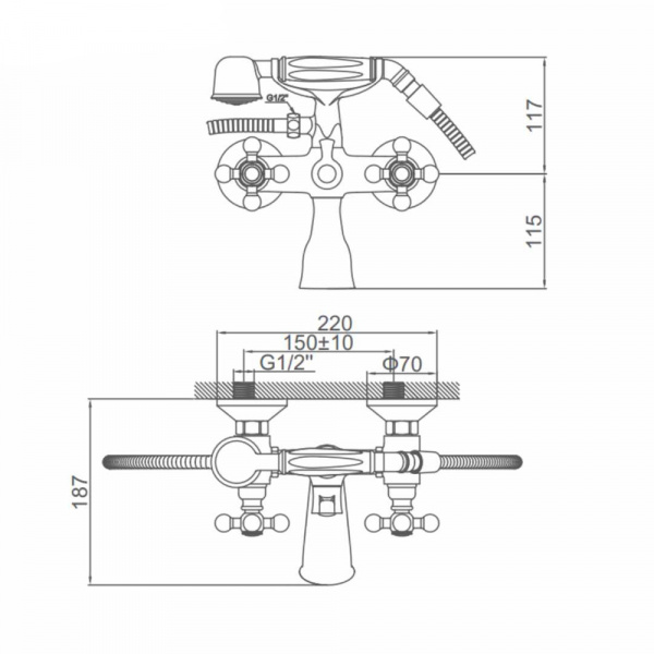 Смеситель ванны бронза Accoona А6471С