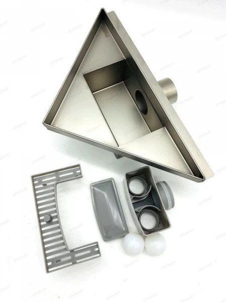 Трап D40 горизонтальный 200*200 угловой нержавеющая сталь