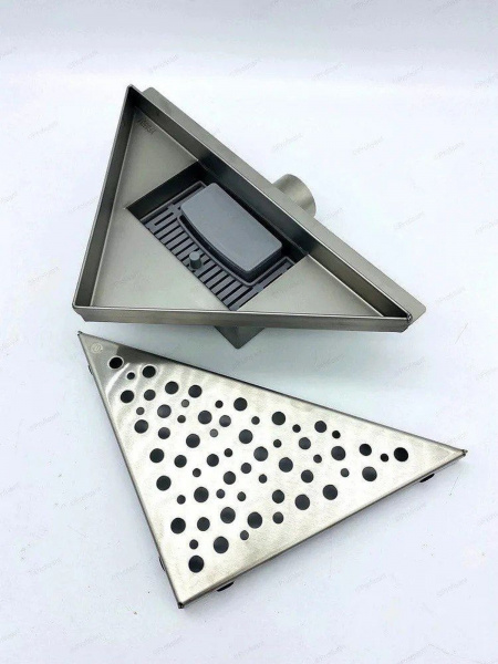 Трап D40 горизонтальный 200*200 угловой нержавеющая сталь