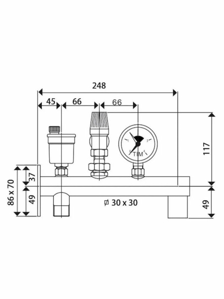 Группа безопасности расширительного бака Tim 3 бар с кронштейном