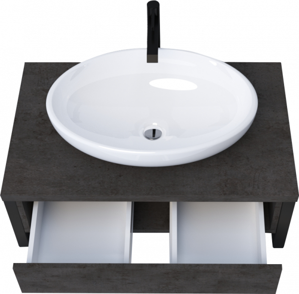 Тумба 60 см без раковины grunge графит подвесная