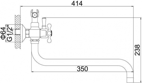 Смеситель ванны хром Accoona7170A