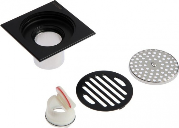 Трап D50 прямой 100*100 решетка черный