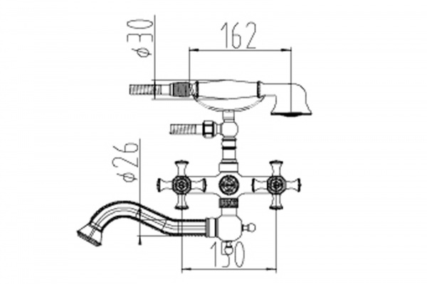Смеситель ванны бронза Zorg  A7000W BR