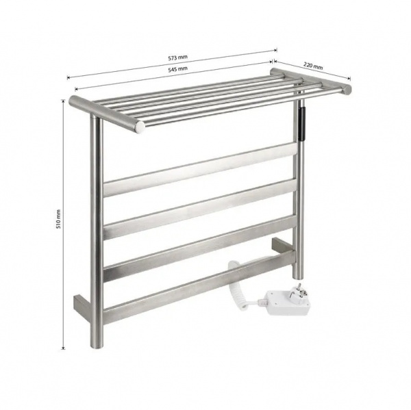 Полотенцесушитель В51*Ш57 электрический хром матовый  с полкой