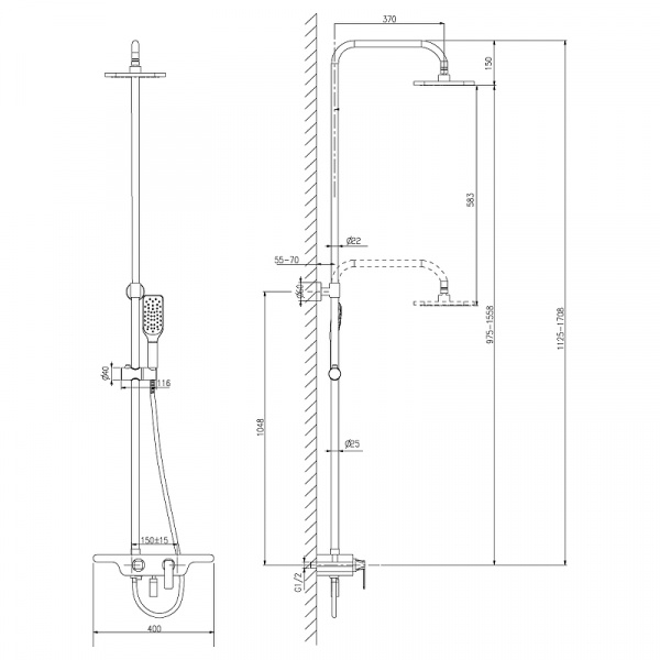 Душевой гарнитур хром Lemark  Lm7006с 