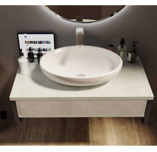 Тумба 70 см без раковины grunge светлый бетон подвесная