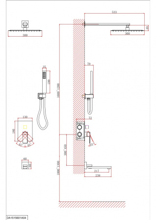 Смеситель скрытого монтажа черный D&K  DA1515605А04