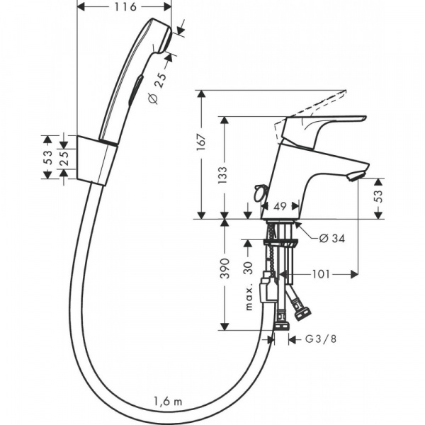 Смеситель раковины хром Hansgrohe  31926000