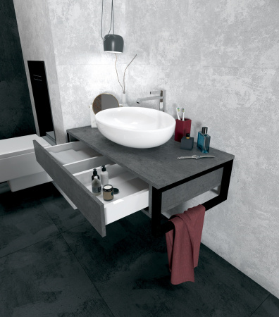 Тумба 100 см без раковины grunge графит подвесная