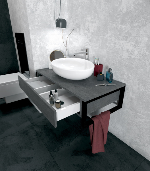 Тумба 60 см без раковины grunge графит подвесная