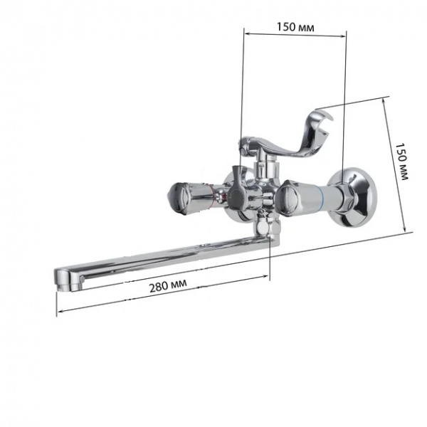 Смеситель ванны хром Latora Lux 26890LL без шланга и лейки