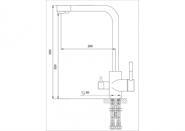 Смеситель кухни с фильтром сатин Latora Lux  112391LL