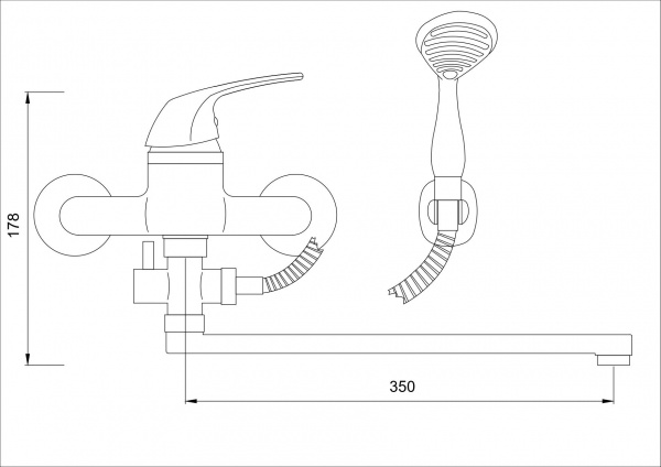 Смеситель ванны хром Latora Lux 16850LL без шланга и лейки