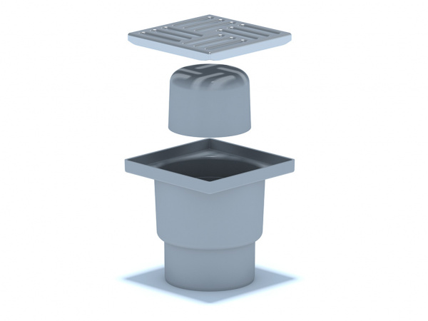 Трап D110 вертикальный 150*150 решетка нержавеющая сталь