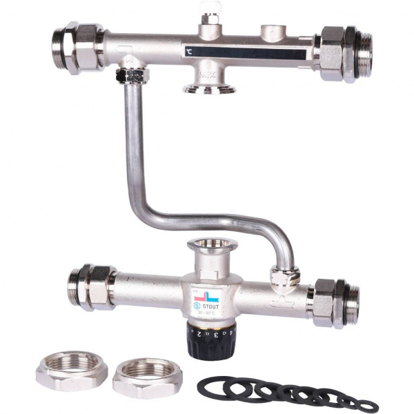 Насосно-смесительный узел Stout c термоклапаном 30-60 °C
