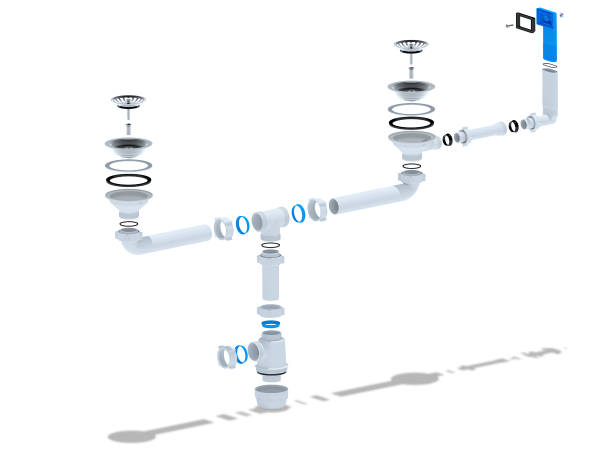 Сифон для кухни 3,5* 40 двойной с отводом без гофры А3045
