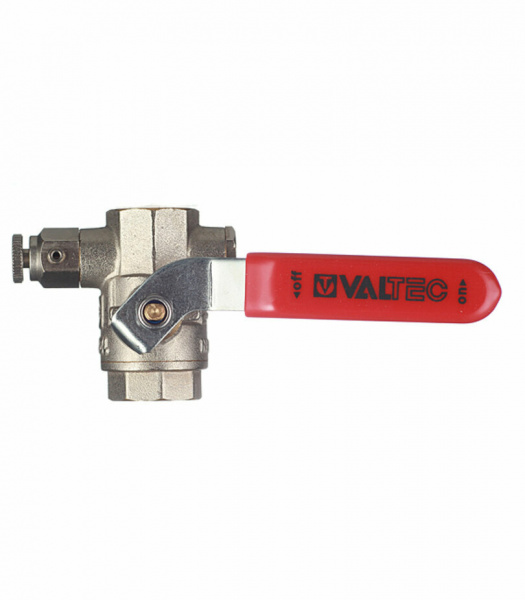 Кран шаровый Valtec 1/2 вн-вн с дренажем и воздухоотводчиком
