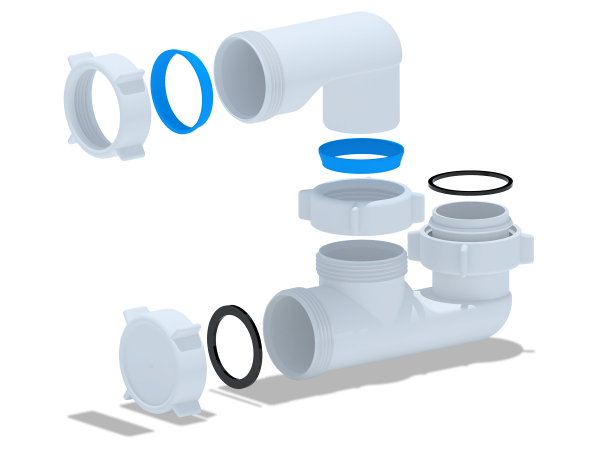 Колено для ванны  1 1/2 * 40 без выпуска, без гофры Е200