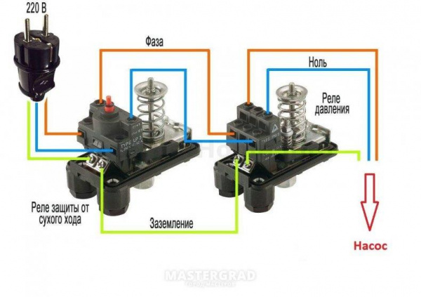 Схема подключения реле давления
